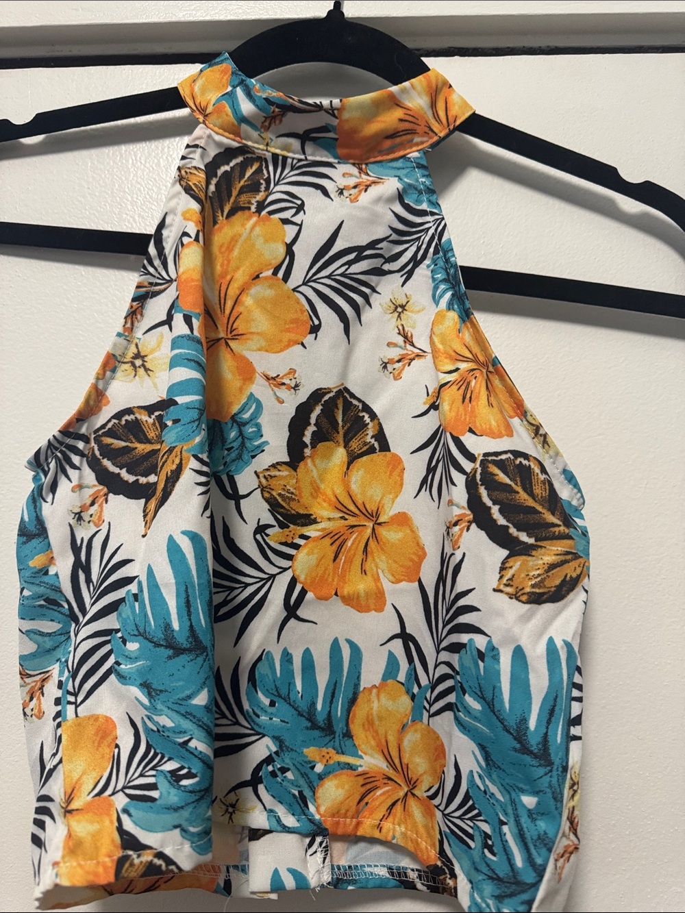 SHEIN Yellow & Teal Floral Halter Camisole
